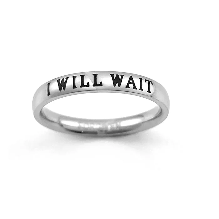 chunky rings for women-I Will Wait Ring Stainless Steel Engraved