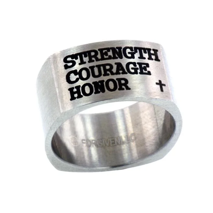 cubic zirconia rings for women-Strength Courage Honor Ring