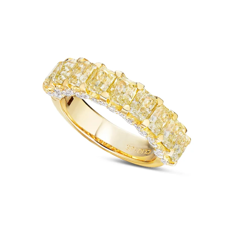 princess cut diamond engagement rings for women-Yellow Diamond Half Eternity Wedding Band