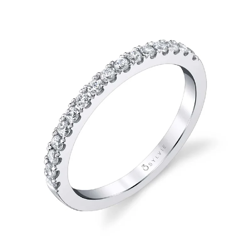 cushion engagement rings for women-Sylvie Classic Diamond Wedding Band BS1498