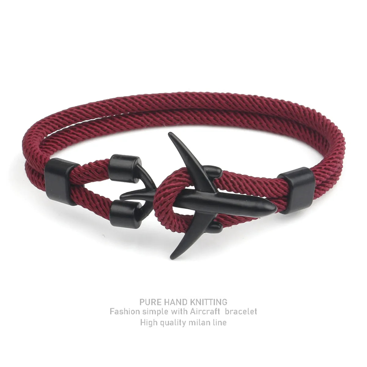 Black Double Hole Wine Red Rope