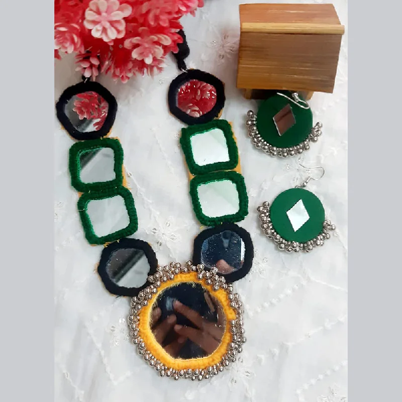 woven necklaces for women-Shrijicreation Handmade Mirror Long Necklace Set