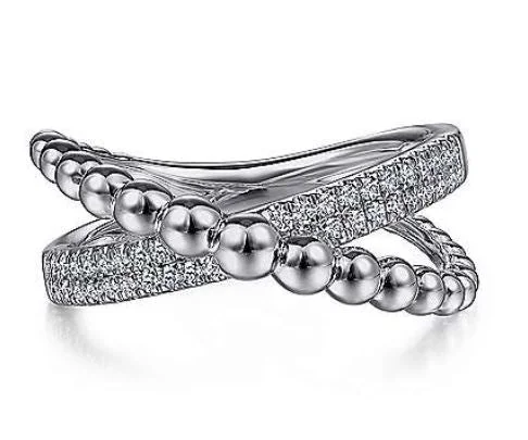 chunky rings for women-925 Sterling Silver White Sapphire Bujukan Criss Cross Ring