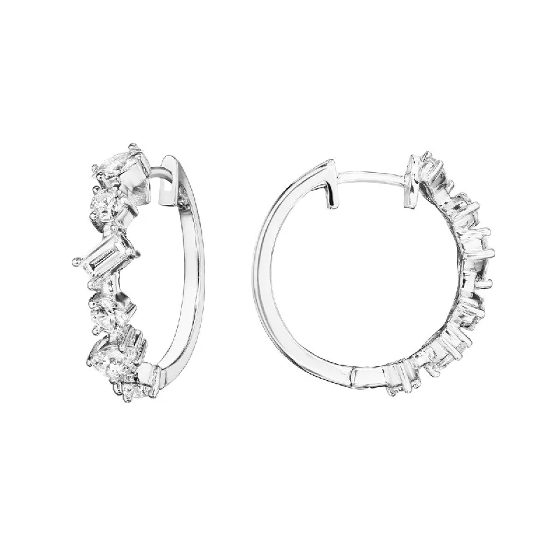 cubic zirconia earrings for women-Mixed Shape Fancy Cut Hoop Earrings