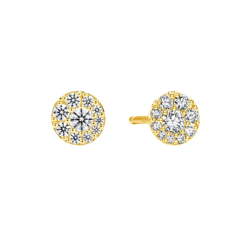 rose gold earrings for women-Tessa Diamond Circle Stud Earrings