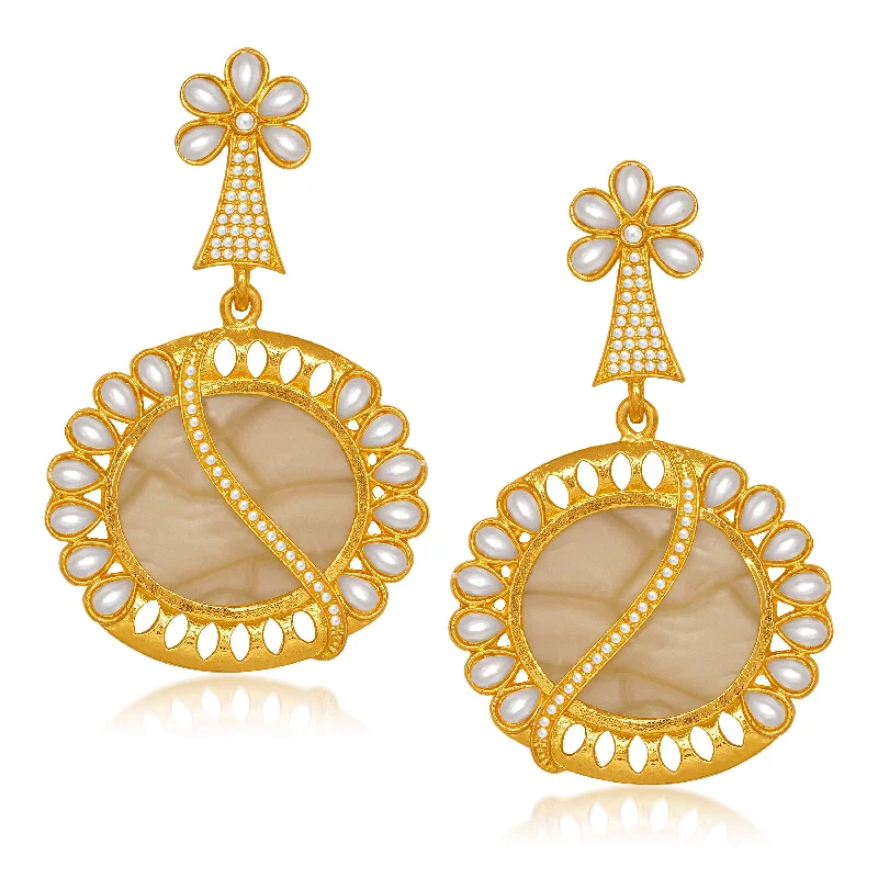 luxury earrings for women-Amina Creation Gold Plated Dangler Earrings