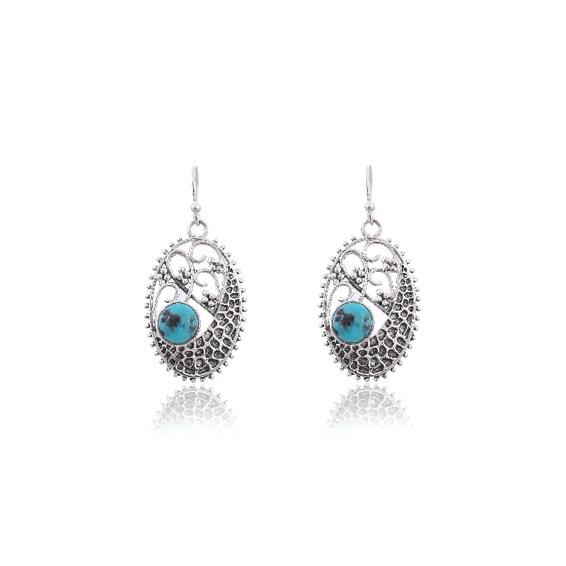 clip-on earrings for women-Silver Mountain 925 Turquoise Sterling Silver Earring