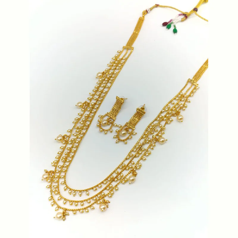 dainty necklaces for women-Manisha Jewellery Gold Plated Long Necklace Set