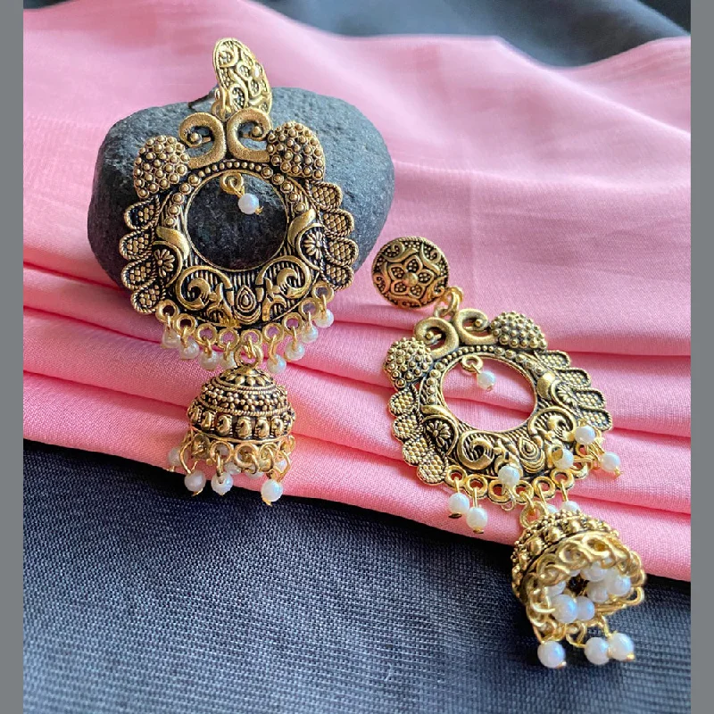 long chandelier earrings for women-Mahavir Gold Plated Dangler Earrings