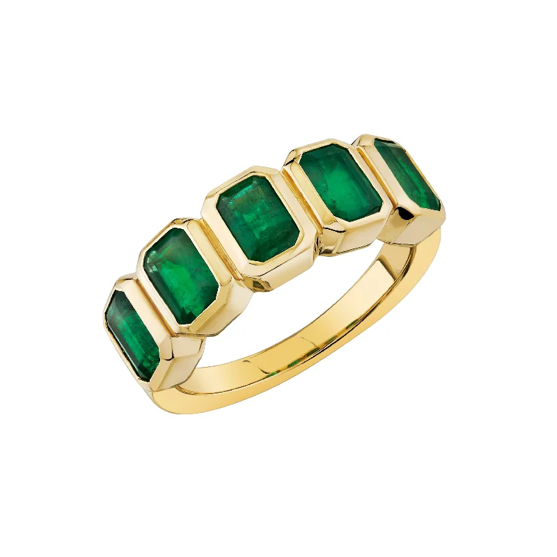 handmade rings for women-Emerald Bezel Ring