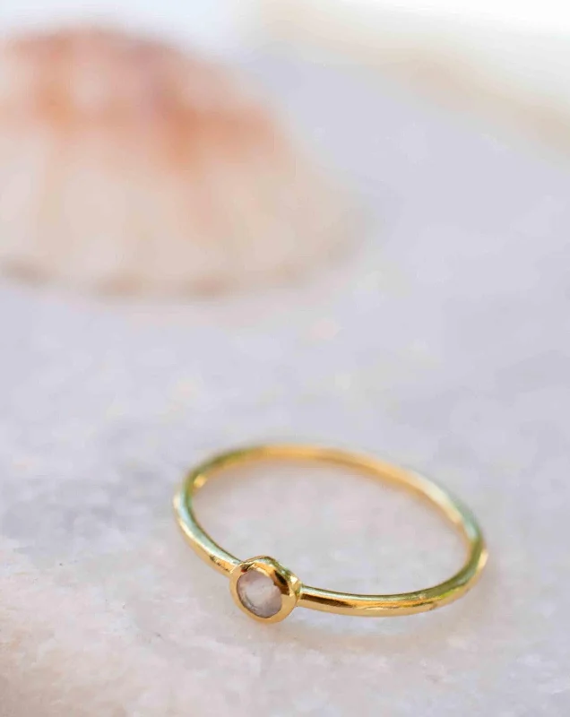 cocktail gemstone rings for women-Rose Quartz ~ Ring ~ 18k Gold Plated ~ MR326