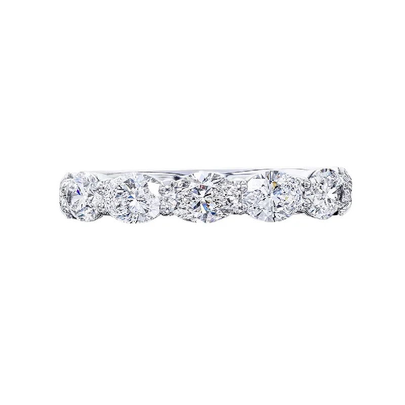 intricate design engagement rings for women-Platinum Oval Diamond Wedding Band