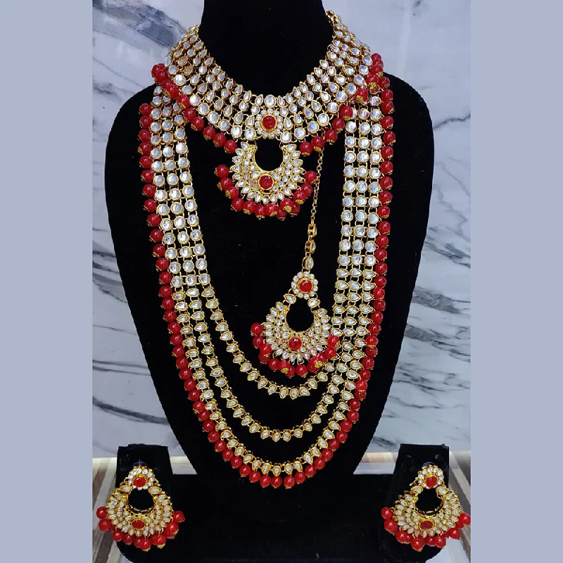 turquoise necklaces for women-Lucentarts Jewellery Gold Plated Kundan Double Necklace Set