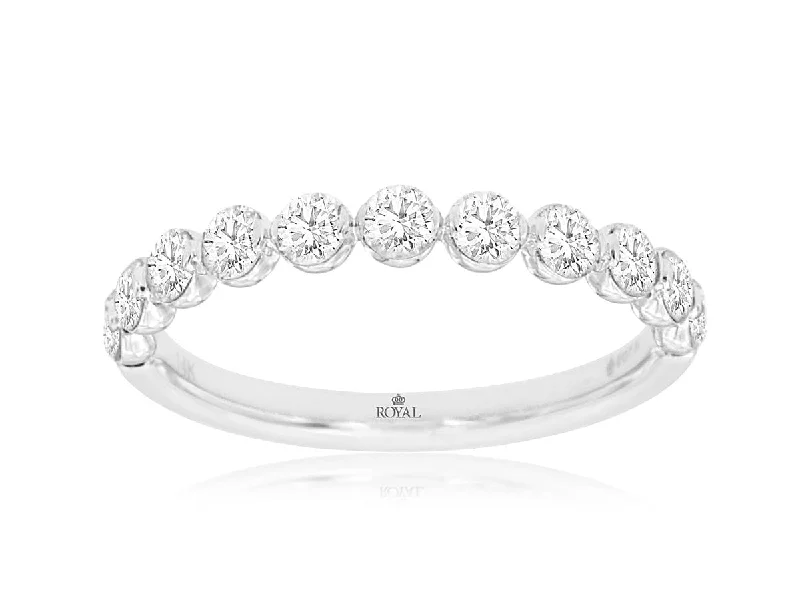 unique diamond rings for women-14K White Gold Diamond Band