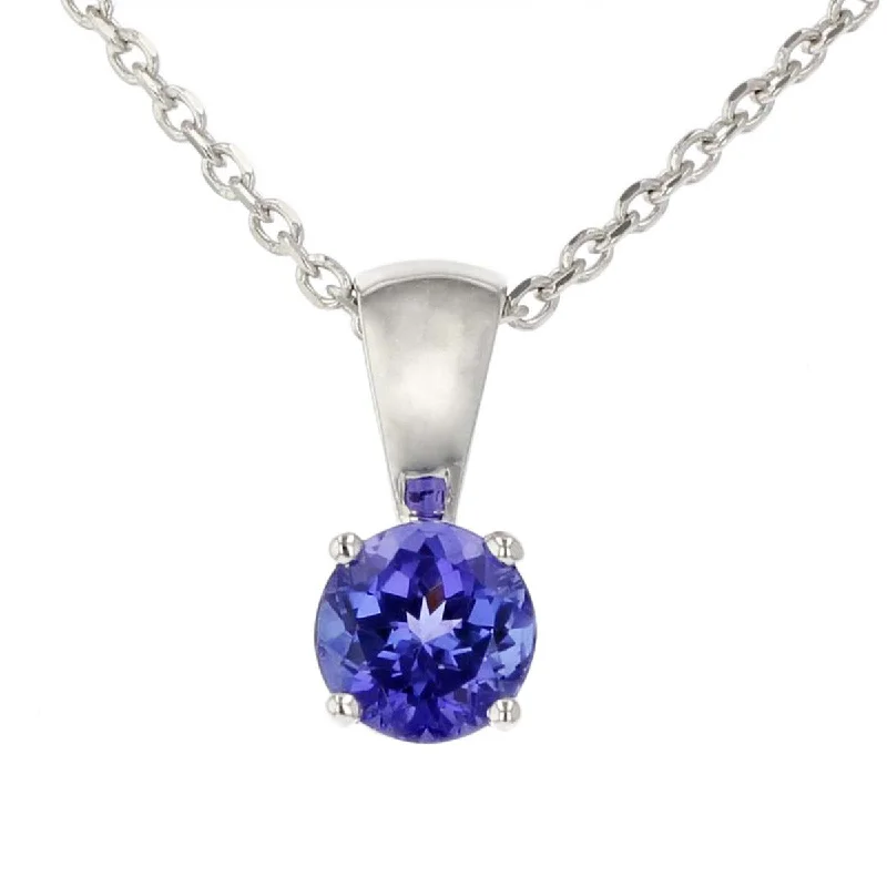 elegant gold necklaces for women-14K White Gold Tanzanite Pendant Necklace