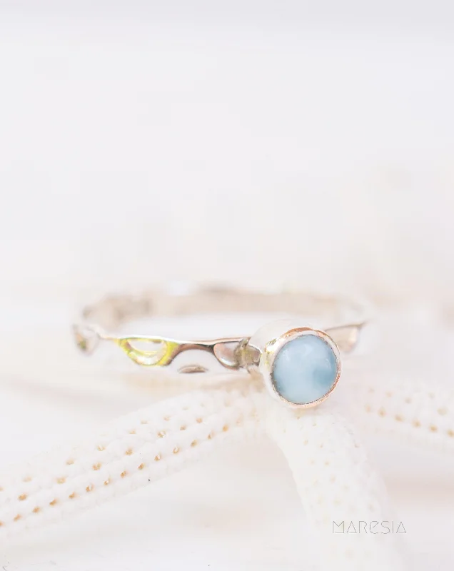 twisted rings for women-Larimar Ring ~ Sterling Silver 925 ~ MR208