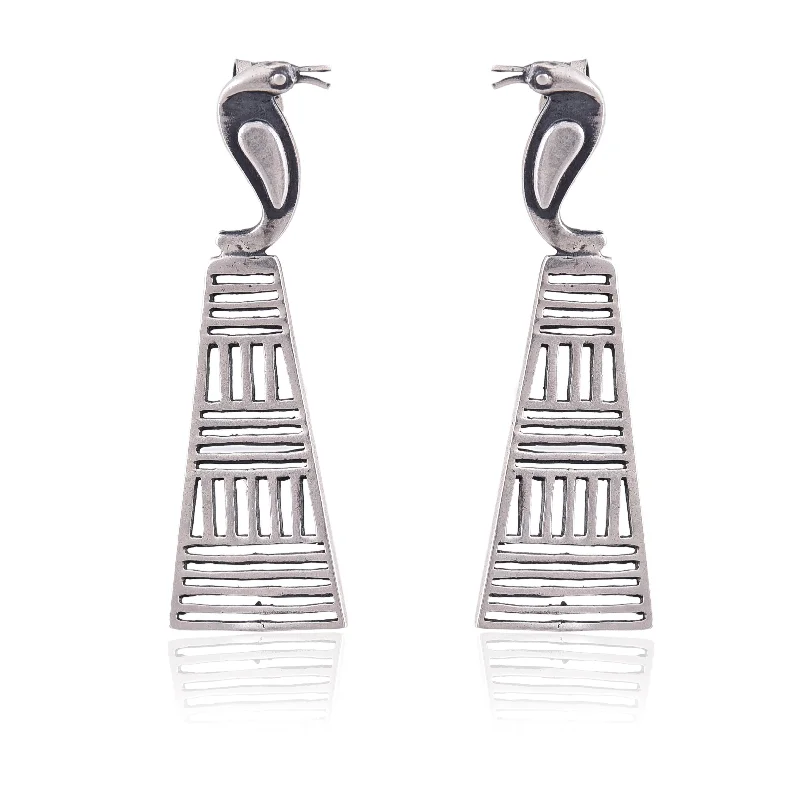 luxury hoop earrings for women-Silver Mountain 925 silver snake head earring