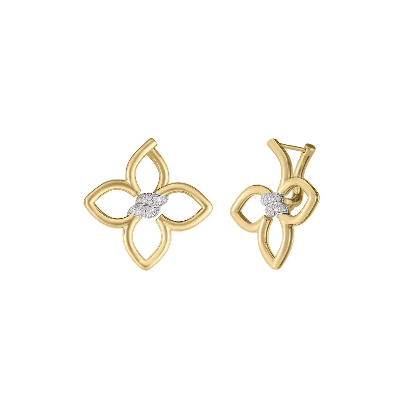 butterfly stud earrings for women-18K Yellow and White Gold Cialoma Small Diamond Flower Earrings