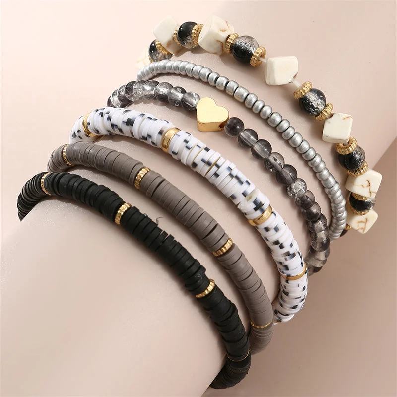 gold cuff bracelets for women-Vintage Style Letter Seed Bead Soft Clay Wholesale Bracelets