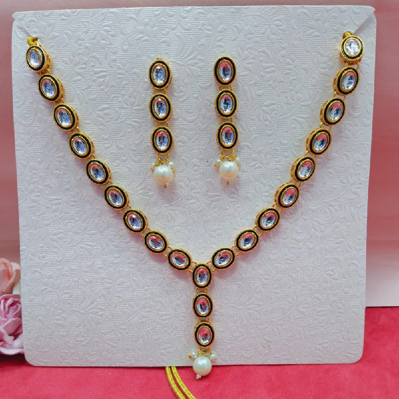 multi-layer necklaces for women-Manisha Jewellery Gold Plated Kundan Necklace Set