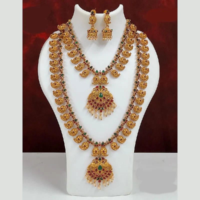 amethyst necklaces for women-Diksha Collection Pota Stone Necklace Combo Set