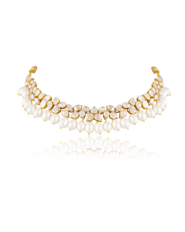 sun necklace for women-Advika Polki And Diamond Necklace