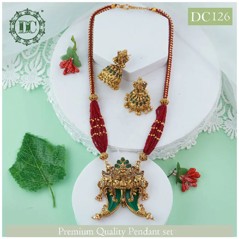 multi-strand necklaces for women-Diksha Collection Matte Finish Temple Long Necklace Set