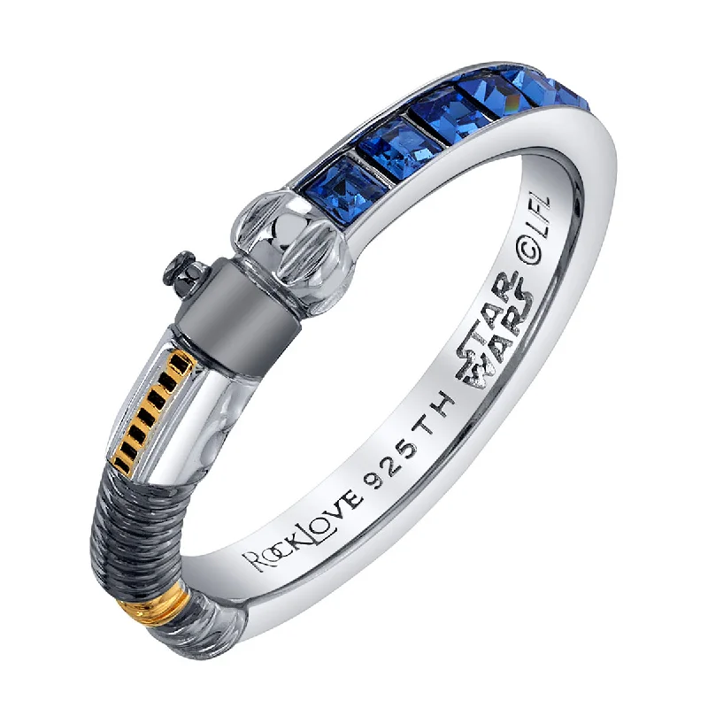 gold-plated rings for women-Star Wars X RockLove Obi-Wan Kenobi Crystal Lightsaber Ring