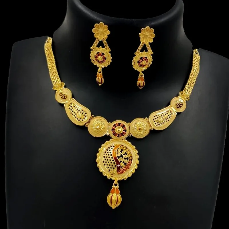 luxury necklaces for women-Pari Art Jewellery Forming Gold Necklace Set