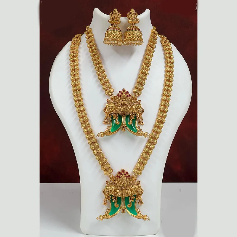 hand-crafted necklaces for women-Diksha Collection Pota Stone Necklace Combo Set