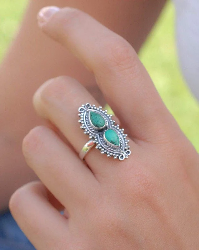 classic rings for women-Turquoise Ring ~ Sterling Silver 925 ~MR140