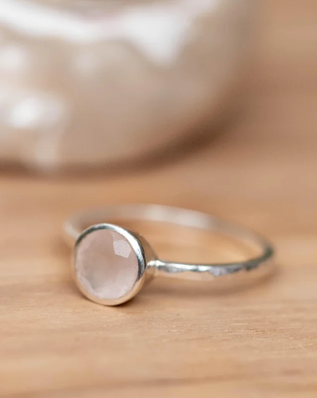 personalized name rings for women-Aline Ring ~ Rose Quartz ~ Sterling Silver 925 ~ MR240