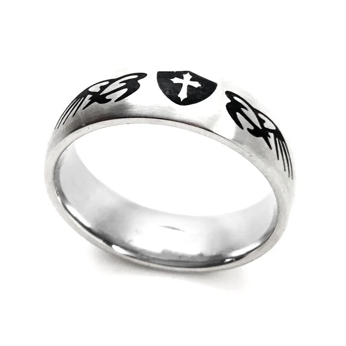 3-stone rings for women-Shield Cross Ring