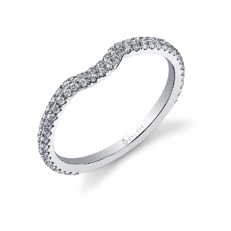 multi-stone diamond engagement rings for women-Sylvie Classic Curved Wedding Band BSY630