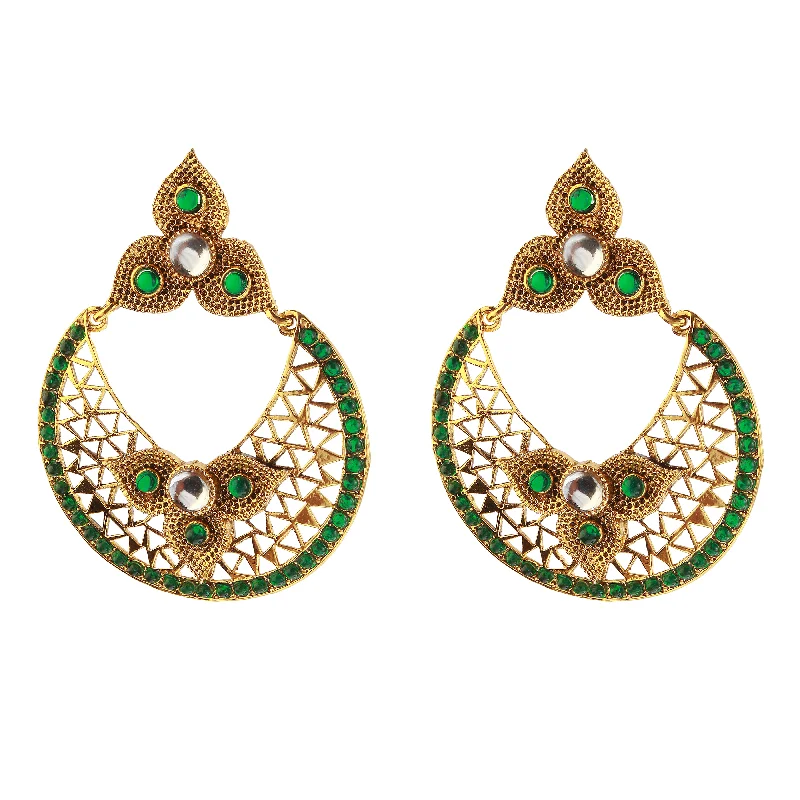 diamond earrings for women-Amina Creation Gold Plated Dangler Earrings