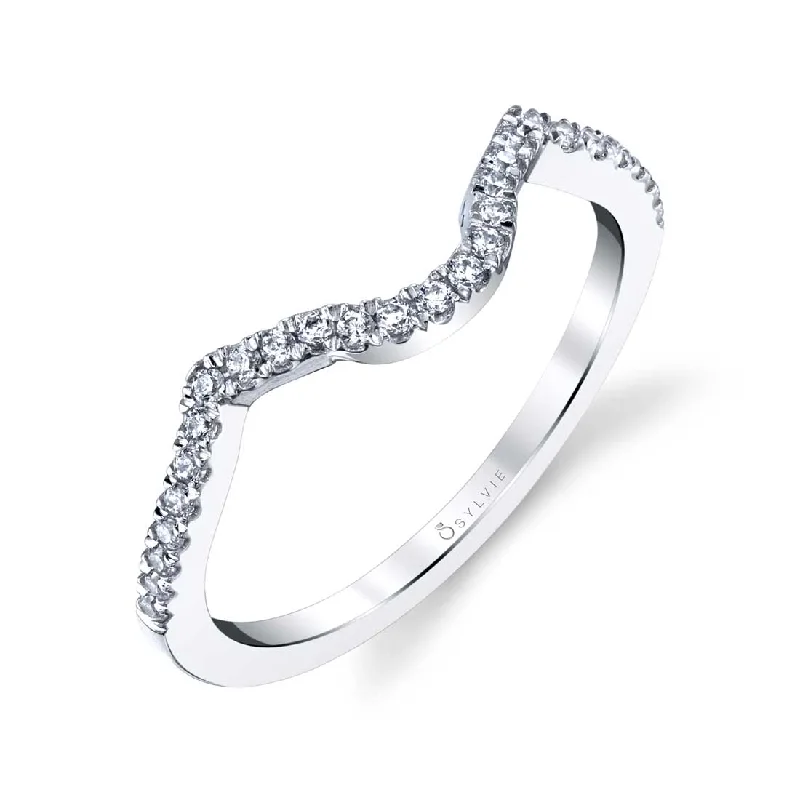 diamond cluster engagement rings for women-Sylvie Curved Wedding Band-BS1776