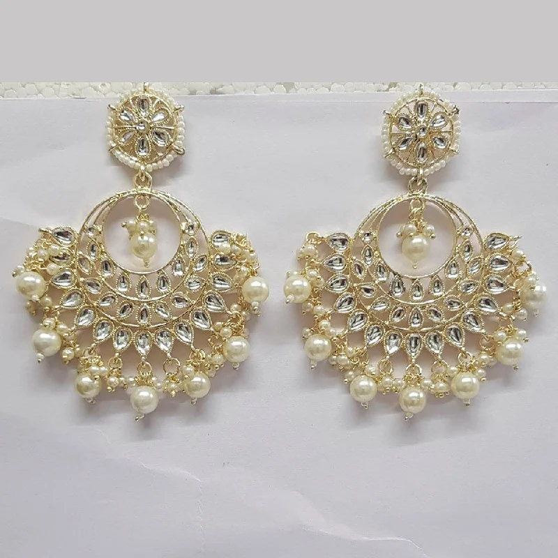 color-block earrings for women-Shreeji Kundan Stone Gold Plated Dangler Earrings - ShreejiEar45