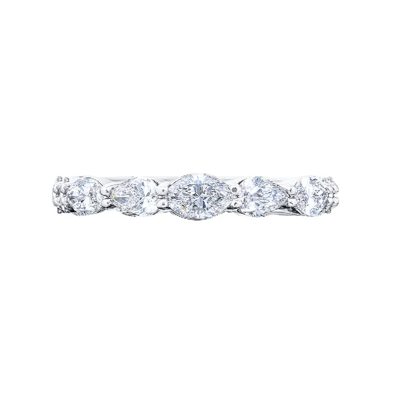 rose cut engagement rings for women-Marquise and Pear Shape Diamond Alternating Wedding Band