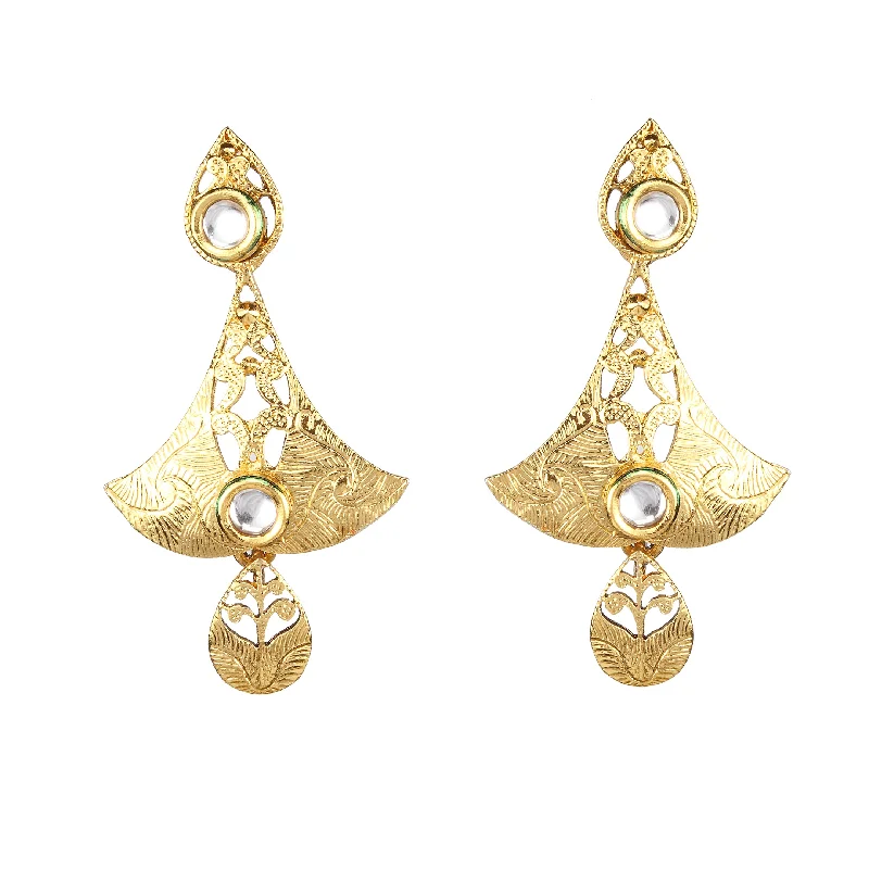 birthstone earrings for women-Amina Creation Gold Plated Dangler Earrings