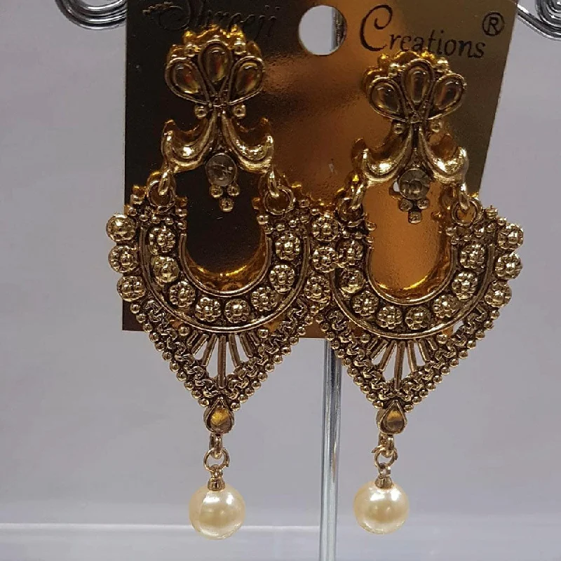 elegant earrings for women-Shreeji Austrian Stone Gold Plated Dangler Earrings