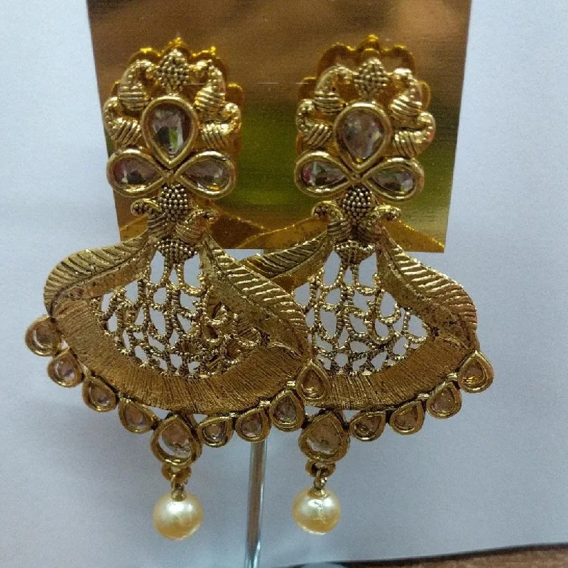 gold tassel earrings for women-Shreeji Austrian Stone Gold Plated Dangler Earrings