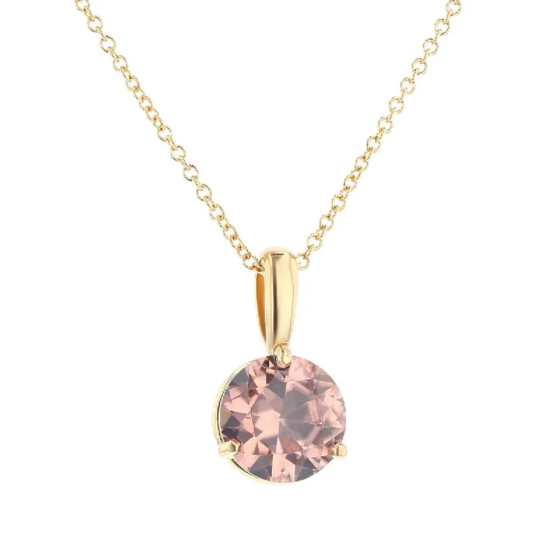 geometric pendant necklaces for women-14K Rose Gold Blush Zircon 3 Prong Pendant Necklace