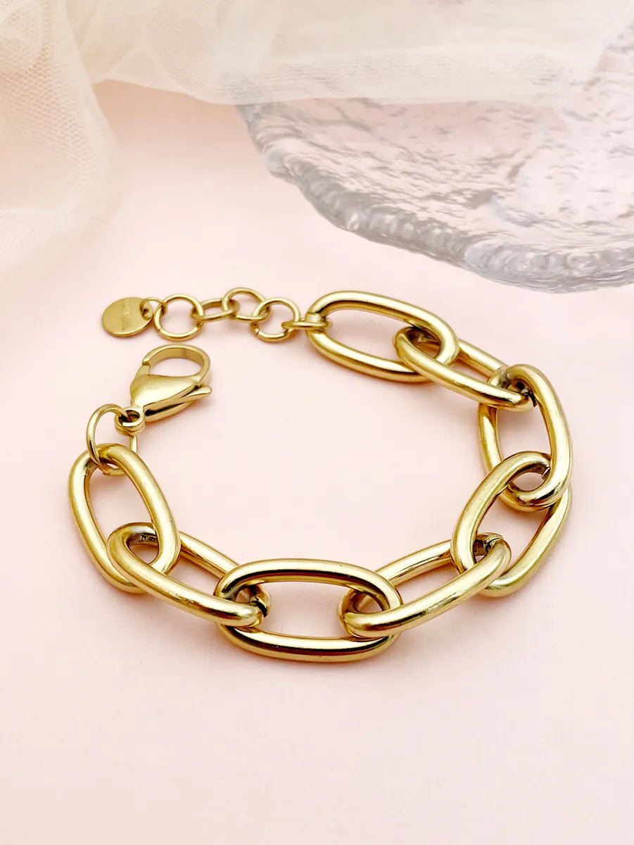 braided bracelets for women-Simple Style Solid Color Stainless Steel Plating Gold Plated Bracelets