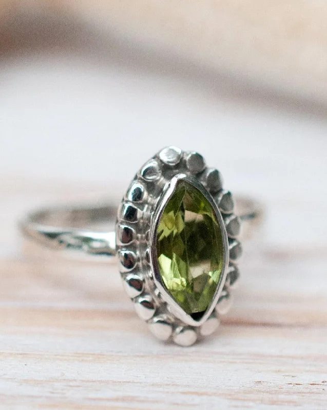 colorful gemstone rings for women-Maui Ring ~ Peridot ~ Sterling Silver 925 ~MR013