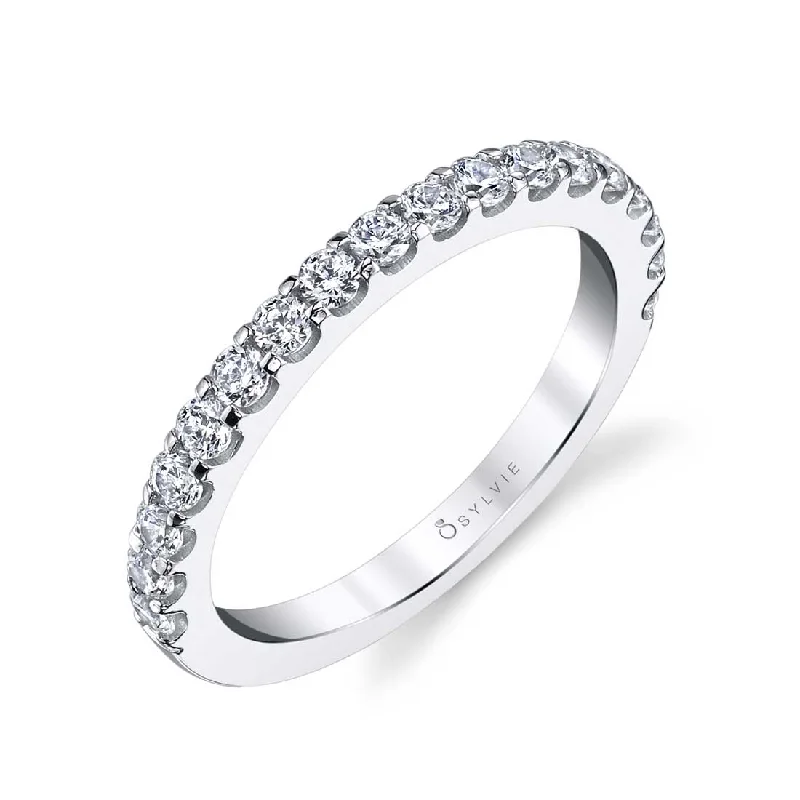 solitaire diamond engagement rings for women-Sylvie Classic Shared Prong Wedding Band BS1362