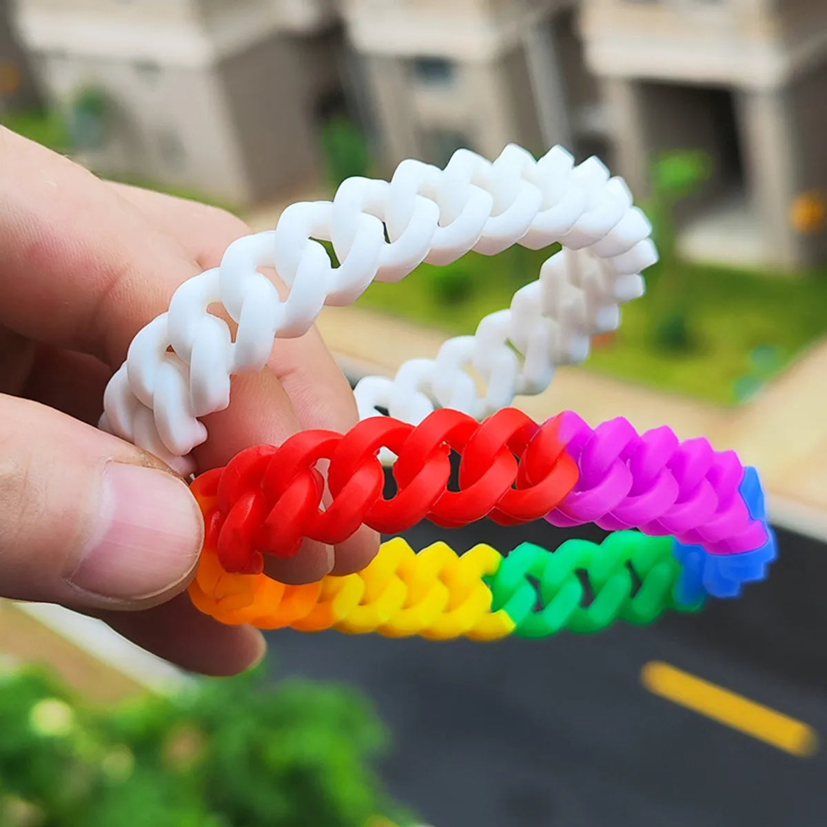 colorful bangles for women-Casual Simple Style Color Block Silica Gel Wholesale Wristband