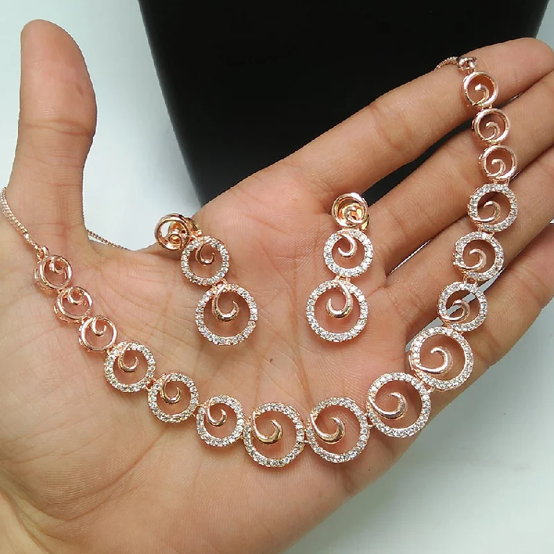 crystal drop necklaces for women-Manisha Jewellery Rose Gold Plated Austrian Stone Necklace Set