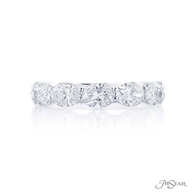 affordable engagement rings with diamonds for women-Platinum Oval Diamond Wedding Band