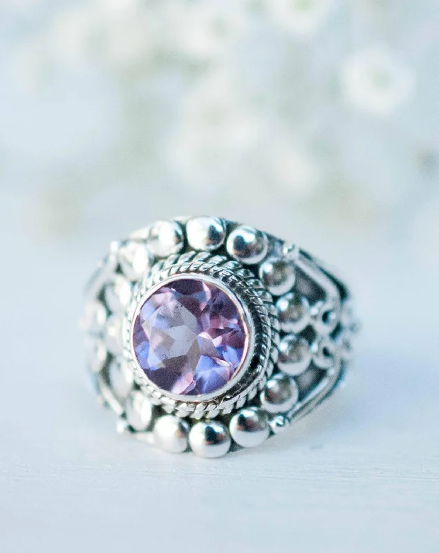 sapphire engagement rings for women-Amethyst Ring ~ Sterling Silver 925 ~MR099A