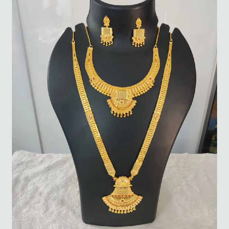 triangle necklaces for women-Pari Art Jewellery Forming Gold Double Necklace Set